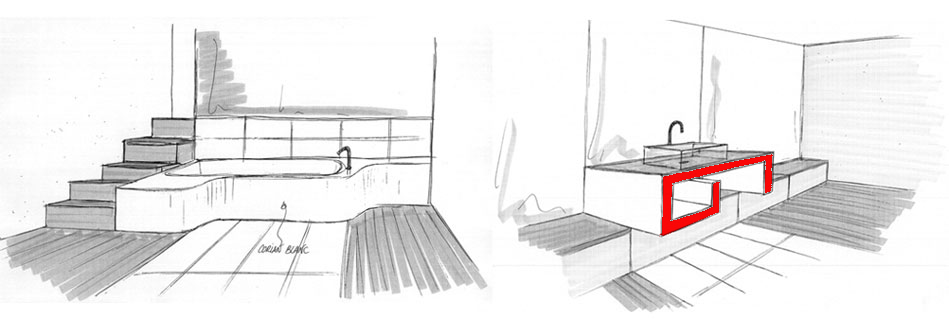 Croquis, salle de bain